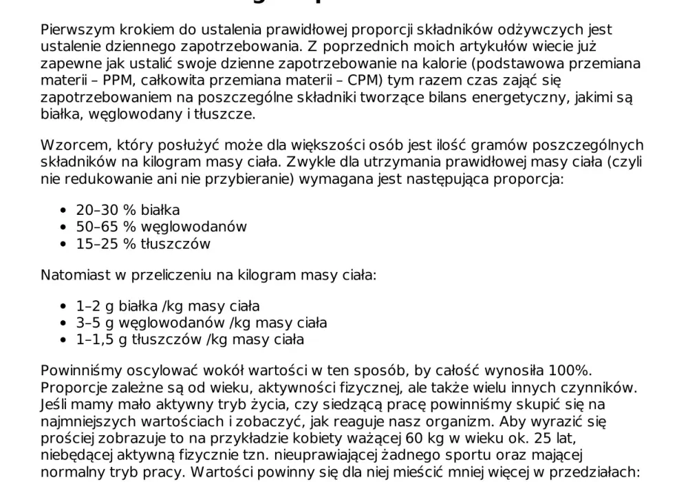 Optymalne proporcje białka, węglowodanów i tłuszczów na redukcji – jak je obliczyć?